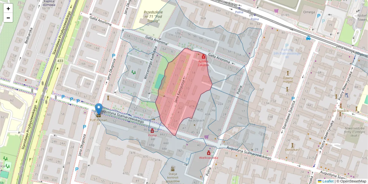 Szczegółowa mapa kodu pocztowego 60-549 z granicami, sąsiednimi kodami pocztowymi i urzędami pocztowymi