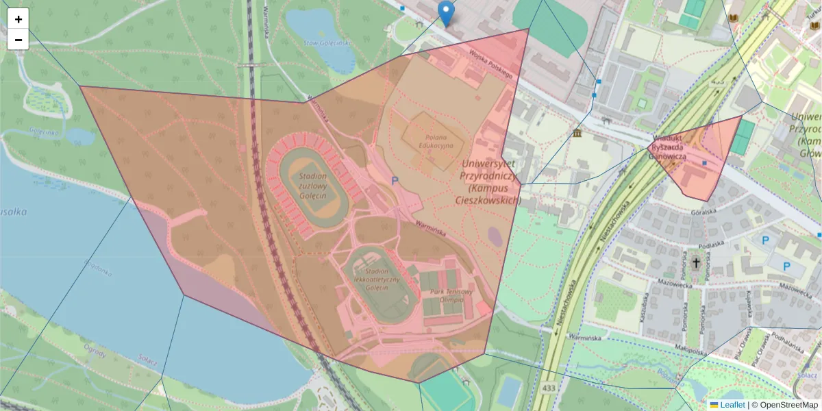Szczegółowa mapa kodu pocztowego 60-625 z granicami, sąsiednimi kodami pocztowymi i urzędami pocztowymi