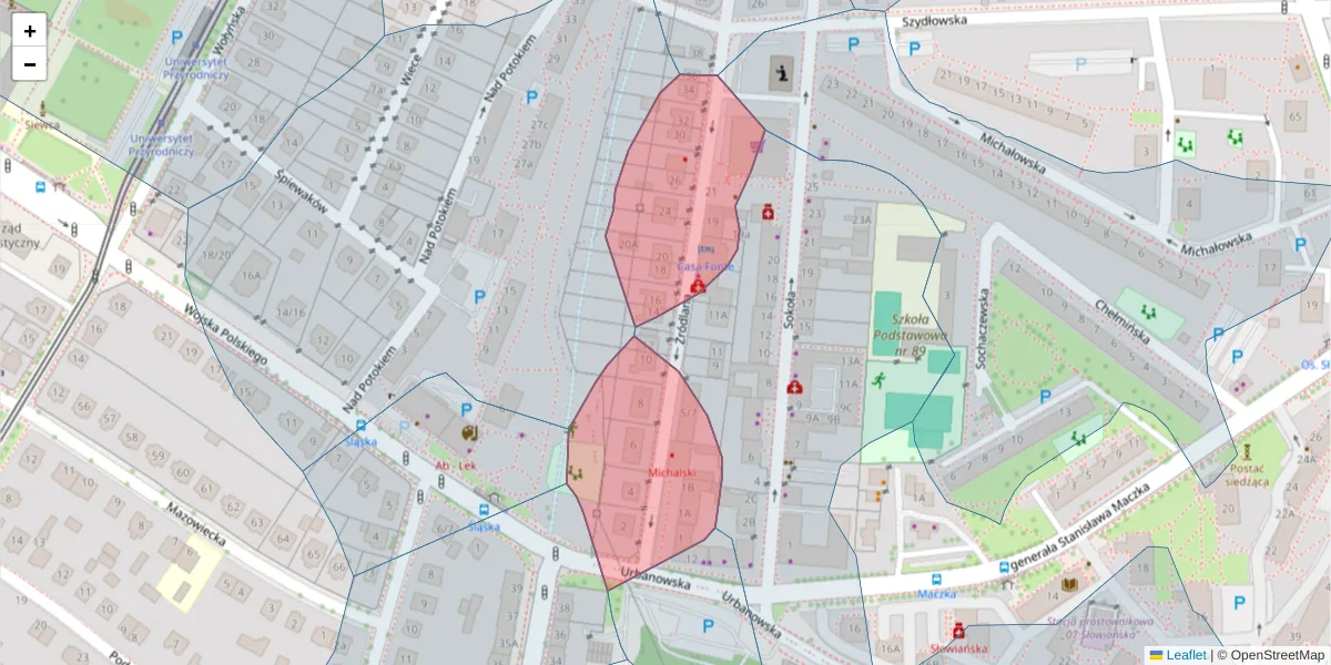 Szczegółowa mapa kodu pocztowego 60-642 z granicami, sąsiednimi kodami pocztowymi i urzędami pocztowymi