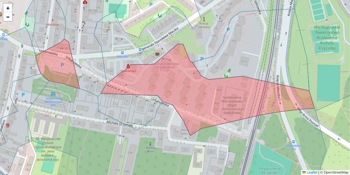 Szczegółowa mapa kodu pocztowego 60-647 z granicami, sąsiednimi kodami pocztowymi i urzędami pocztowymi