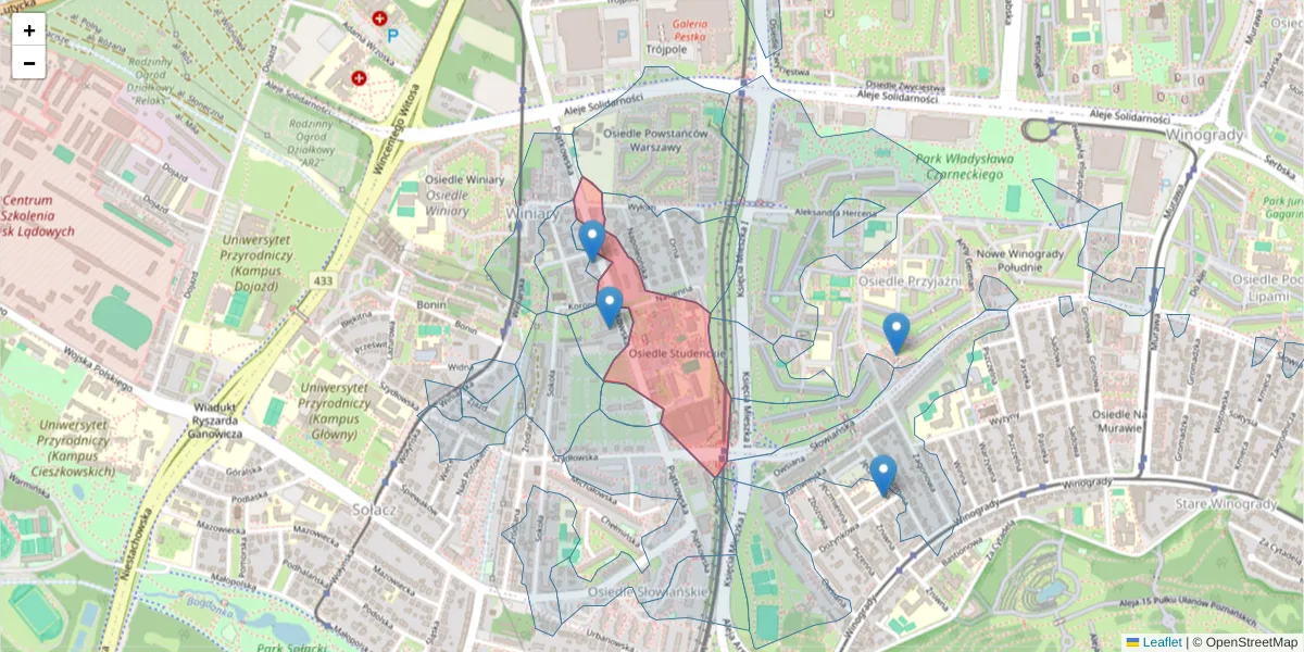 Szczegółowa mapa kodu pocztowego 60-649 z granicami, sąsiednimi kodami pocztowymi i urzędami pocztowymi
