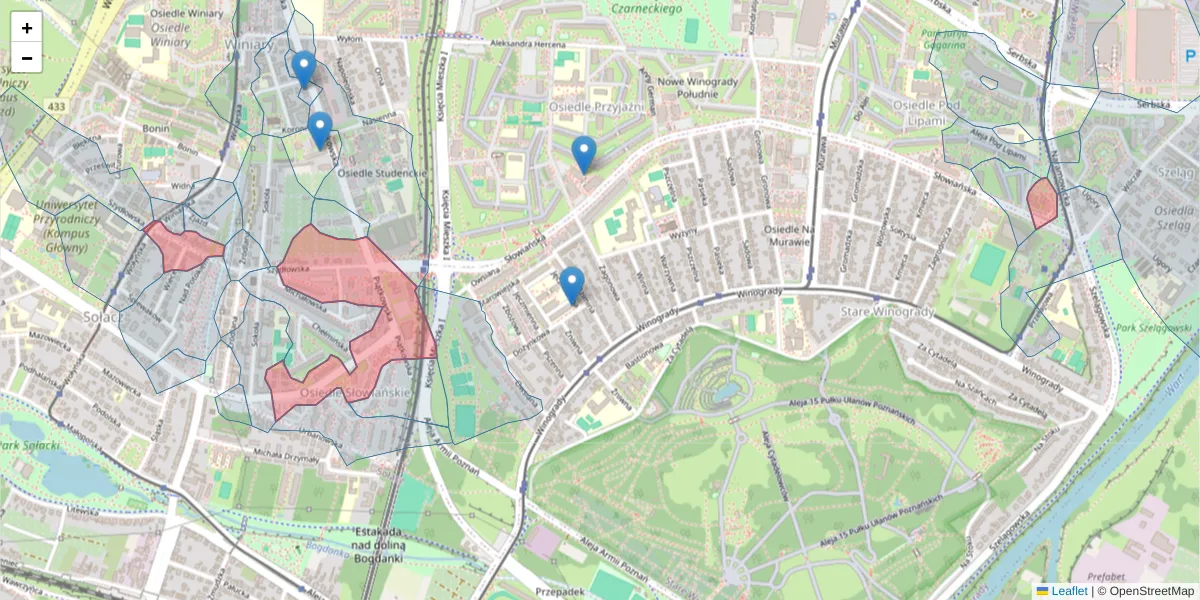 Szczegółowa mapa kodu pocztowego 60-651 z granicami, sąsiednimi kodami pocztowymi i urzędami pocztowymi