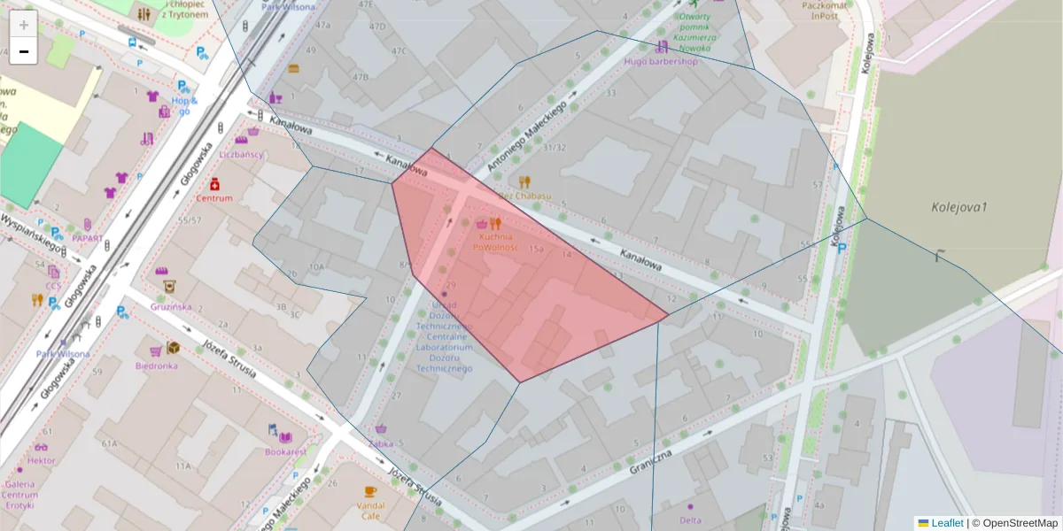 Szczegółowa mapa kodu pocztowego 60-710 z granicami, sąsiednimi kodami pocztowymi i urzędami pocztowymi