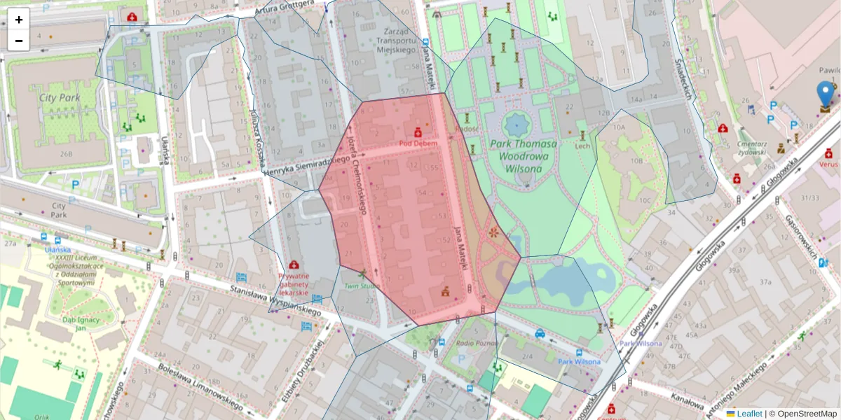 Szczegółowa mapa kodu pocztowego 60-753 z granicami, sąsiednimi kodami pocztowymi i urzędami pocztowymi
