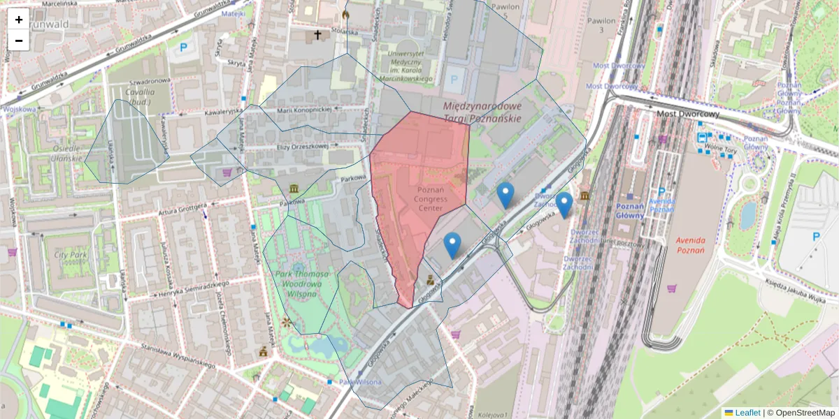 Szczegółowa mapa kodu pocztowego 60-773 z granicami, sąsiednimi kodami pocztowymi i urzędami pocztowymi