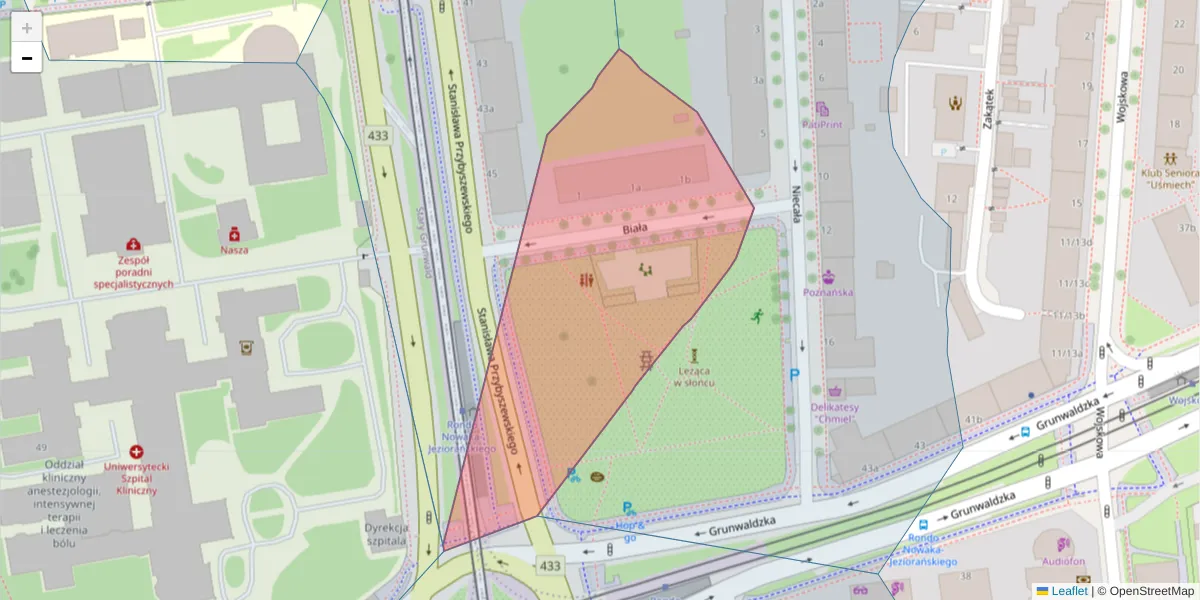 Szczegółowa mapa kodu pocztowego 60-804 z granicami, sąsiednimi kodami pocztowymi i urzędami pocztowymi