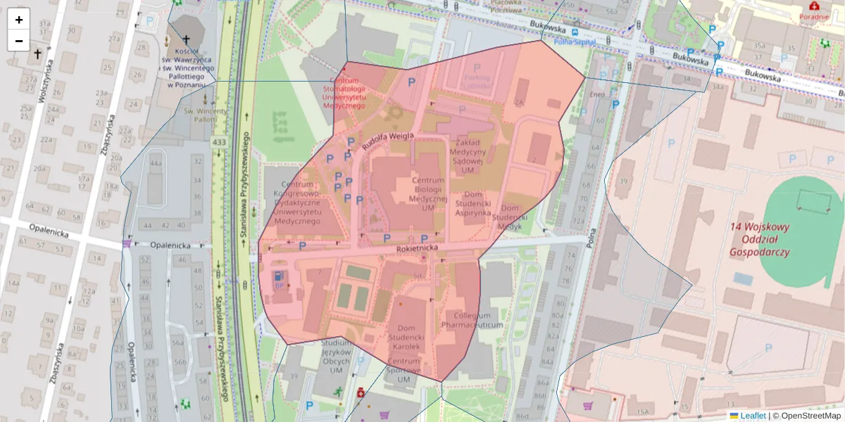 Szczegółowa mapa kodu pocztowego 60-806 z granicami, sąsiednimi kodami pocztowymi i urzędami pocztowymi