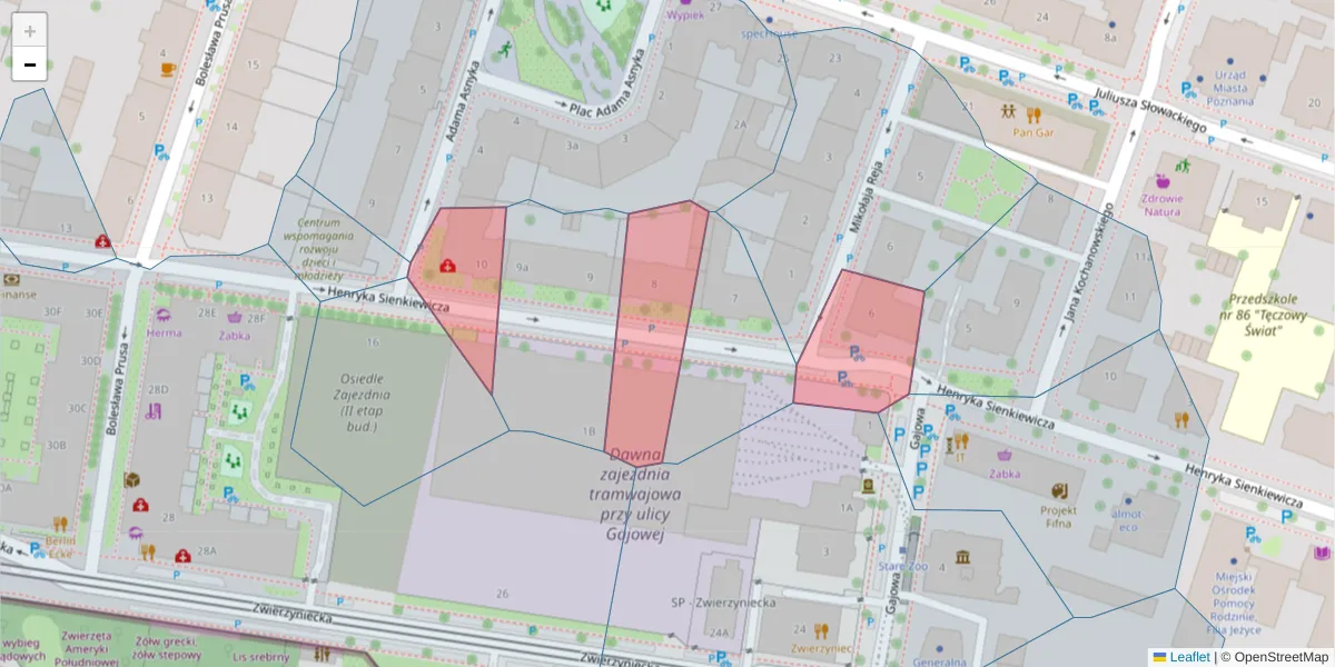 Szczegółowa mapa kodu pocztowego 60-817 z granicami, sąsiednimi kodami pocztowymi i urzędami pocztowymi