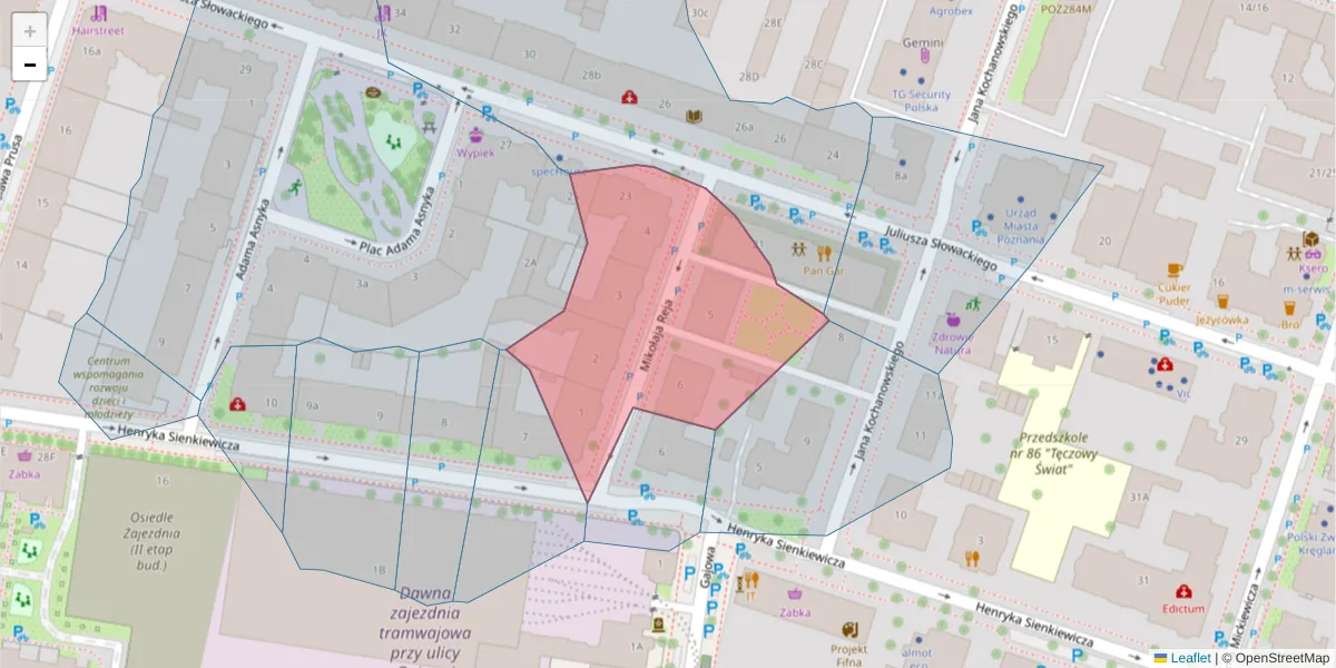 Szczegółowa mapa kodu pocztowego 60-826 z granicami, sąsiednimi kodami pocztowymi i urzędami pocztowymi