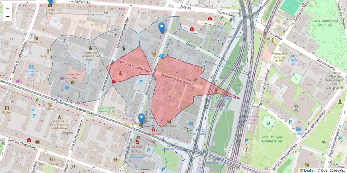 Szczegółowa mapa kodu pocztowego 60-830 z granicami, sąsiednimi kodami pocztowymi i urzędami pocztowymi