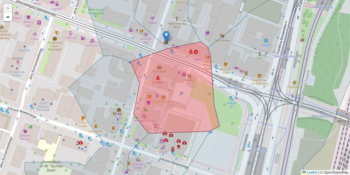 Szczegółowa mapa kodu pocztowego 60-836 z granicami, sąsiednimi kodami pocztowymi i urzędami pocztowymi