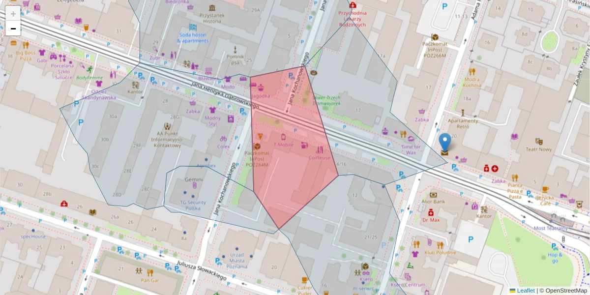 Szczegółowa mapa kodu pocztowego 60-839 z granicami, sąsiednimi kodami pocztowymi i urzędami pocztowymi
