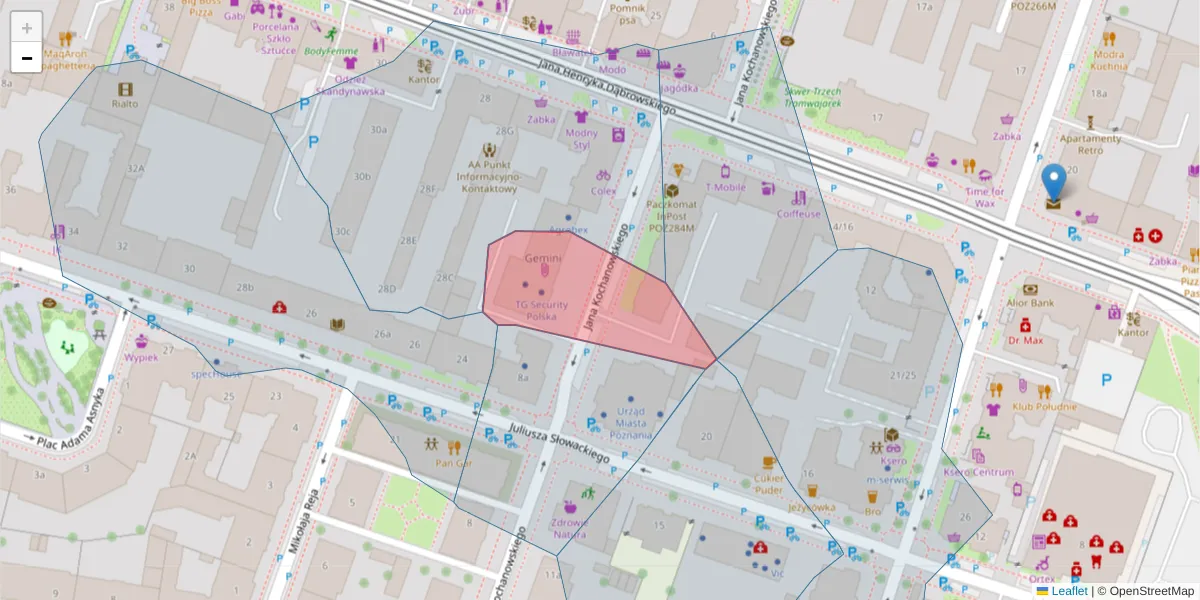 Szczegółowa mapa kodu pocztowego 60-844 z granicami, sąsiednimi kodami pocztowymi i urzędami pocztowymi