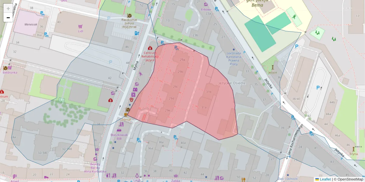 Szczegółowa mapa kodu pocztowego 60-856 z granicami, sąsiednimi kodami pocztowymi i urzędami pocztowymi