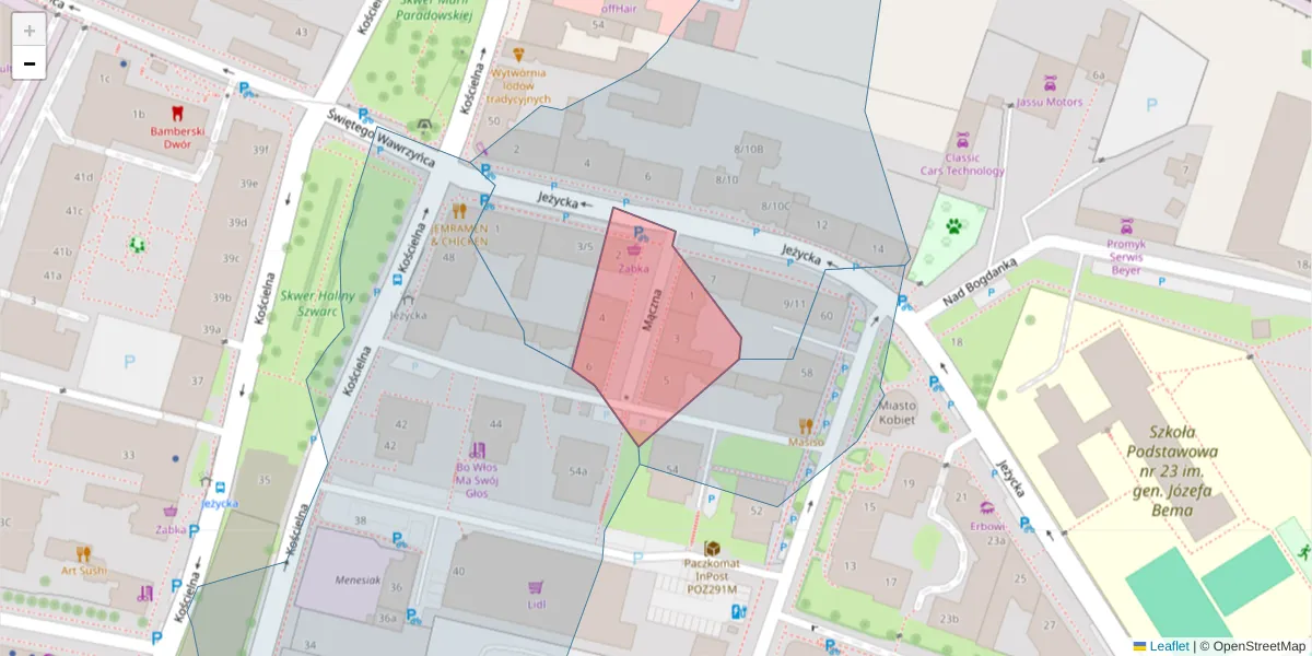 Szczegółowa mapa kodu pocztowego 60-861 z granicami, sąsiednimi kodami pocztowymi i urzędami pocztowymi