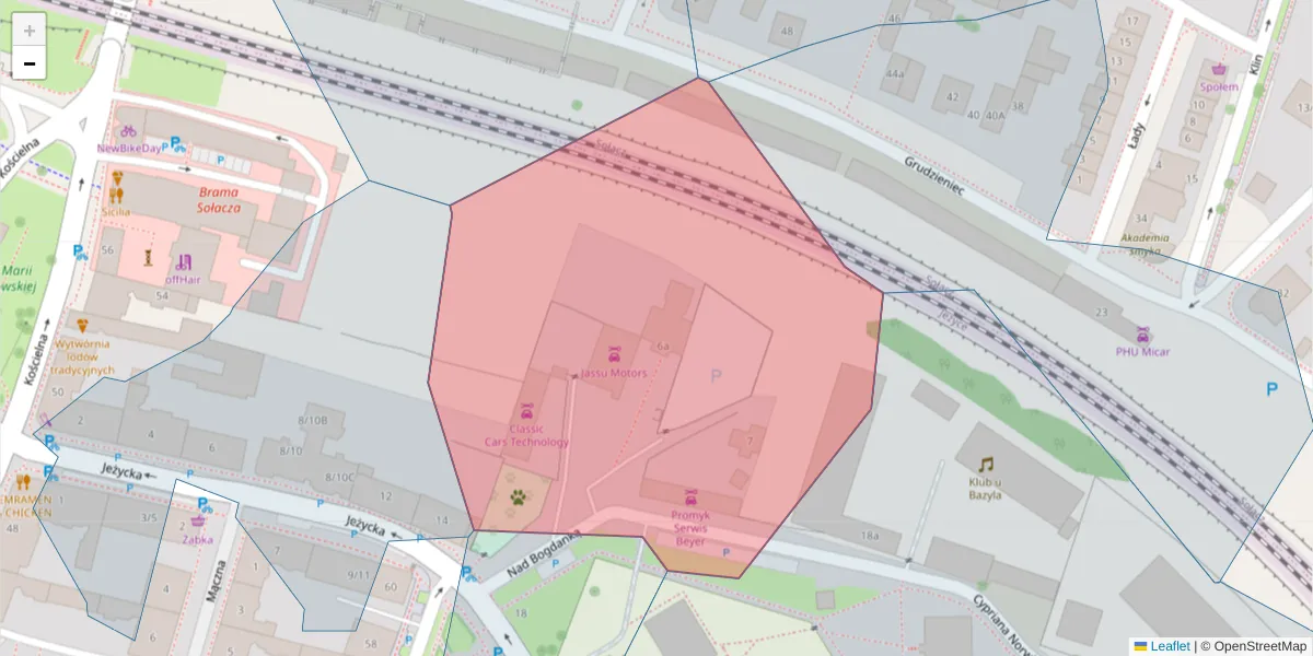Szczegółowa mapa kodu pocztowego 60-862 z granicami, sąsiednimi kodami pocztowymi i urzędami pocztowymi