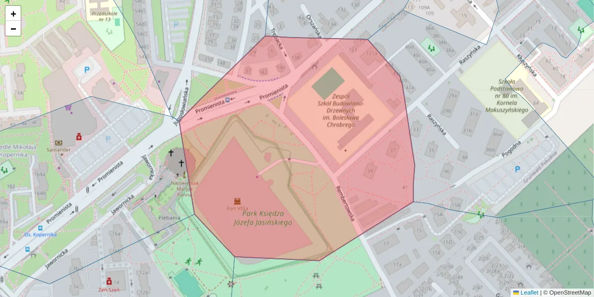 Szczegółowa mapa kodu pocztowego 61-135 z granicami, sąsiednimi kodami pocztowymi i urzędami pocztowymi
