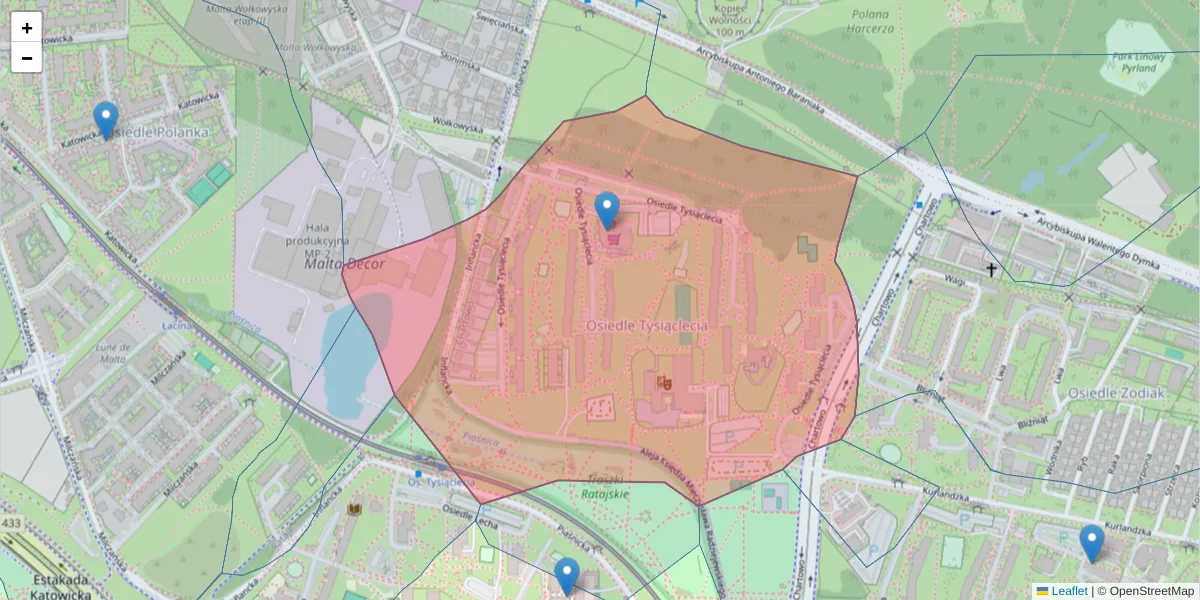 Szczegółowa mapa kodu pocztowego 61-255 z granicami, sąsiednimi kodami pocztowymi i urzędami pocztowymi