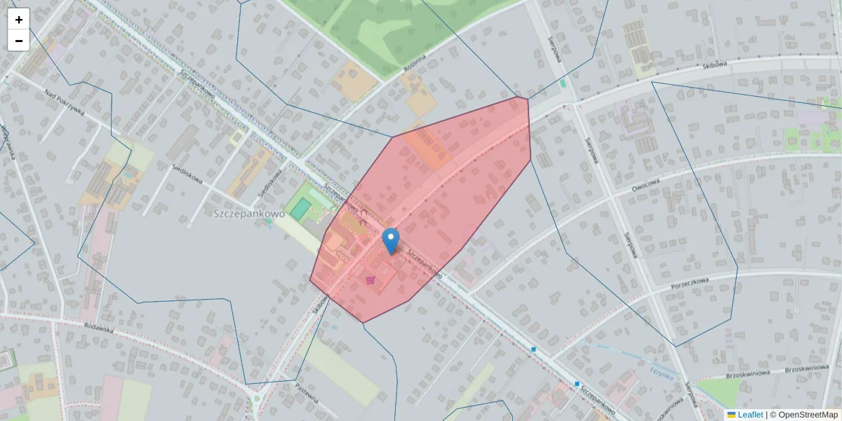 Szczegółowa mapa kodu pocztowego 61-310 z granicami, sąsiednimi kodami pocztowymi i urzędami pocztowymi