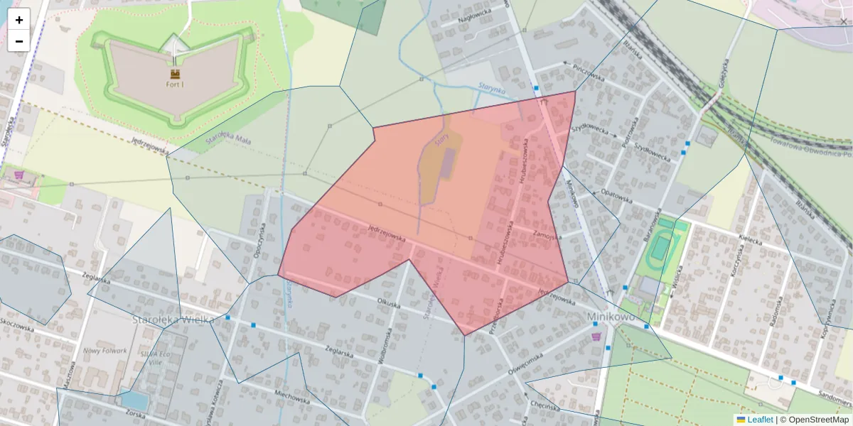 Szczegółowa mapa kodu pocztowego 61-339 z granicami, sąsiednimi kodami pocztowymi i urzędami pocztowymi