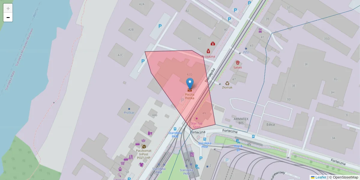 Szczegółowa mapa kodu pocztowego 61-360 z granicami, sąsiednimi kodami pocztowymi i urzędami pocztowymi