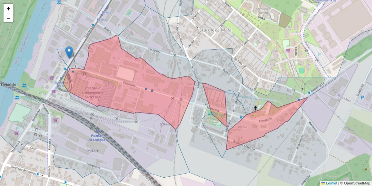 Szczegółowa mapa kodu pocztowego 61-362 z granicami, sąsiednimi kodami pocztowymi i urzędami pocztowymi