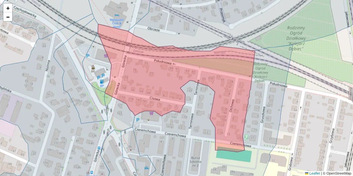 Szczegółowa mapa kodu pocztowego 61-475 z granicami, sąsiednimi kodami pocztowymi i urzędami pocztowymi