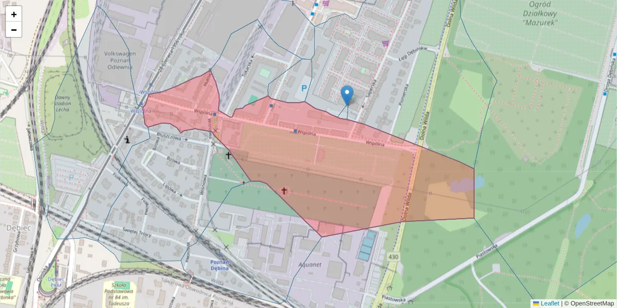 Szczegółowa mapa kodu pocztowego 61-479 z granicami, sąsiednimi kodami pocztowymi i urzędami pocztowymi