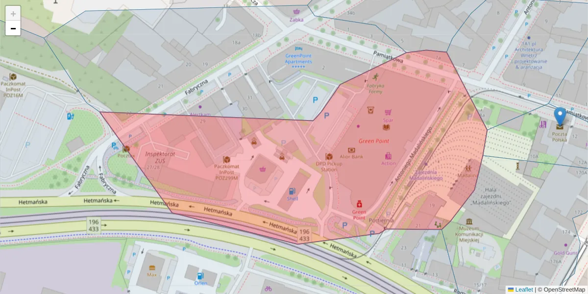 Szczegółowa mapa kodu pocztowego 61-514 z granicami, sąsiednimi kodami pocztowymi i urzędami pocztowymi