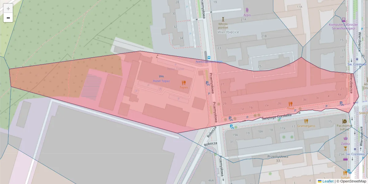 Szczegółowa mapa kodu pocztowego 61-582 z granicami, sąsiednimi kodami pocztowymi i urzędami pocztowymi