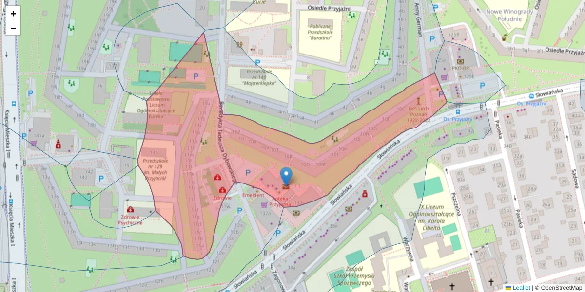 Szczegółowa mapa kodu pocztowego 61-685 z granicami, sąsiednimi kodami pocztowymi i urzędami pocztowymi