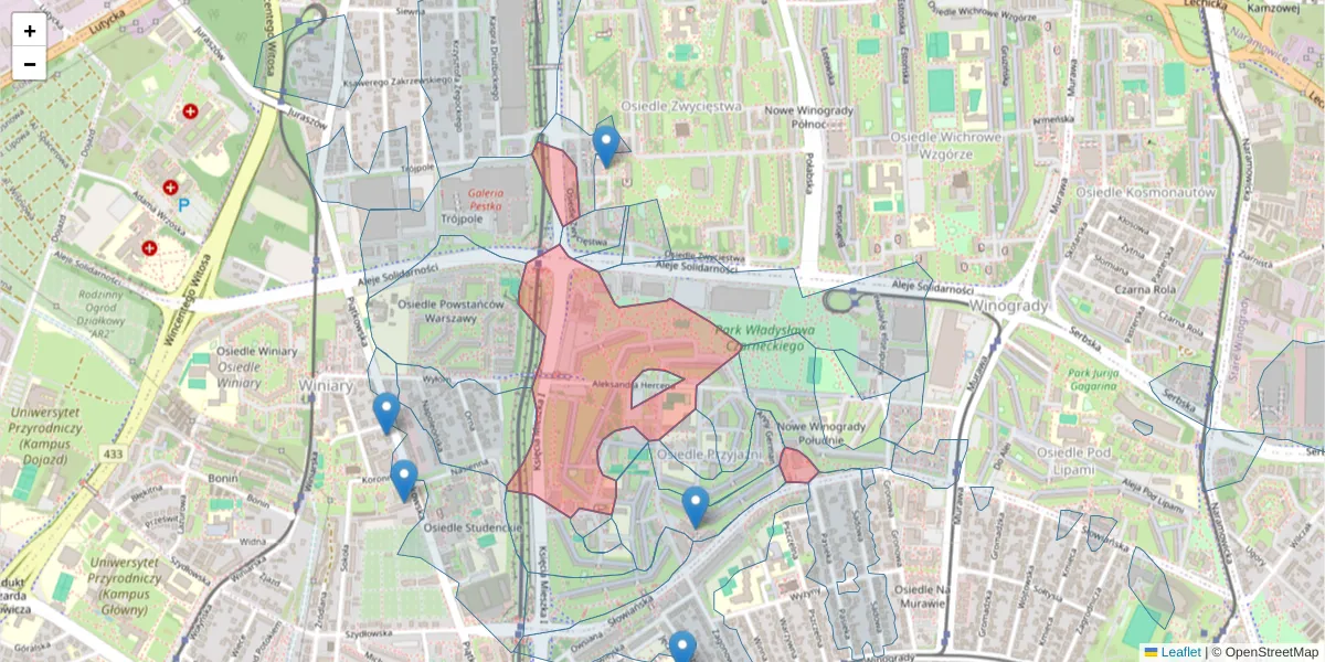 Szczegółowa mapa kodu pocztowego 61-689 z granicami, sąsiednimi kodami pocztowymi i urzędami pocztowymi