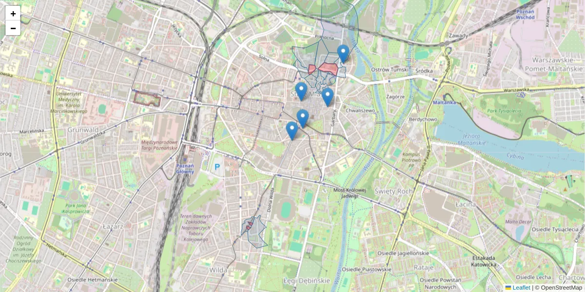 Szczegółowa mapa kodu pocztowego 61-756 z granicami, sąsiednimi kodami pocztowymi i urzędami pocztowymi