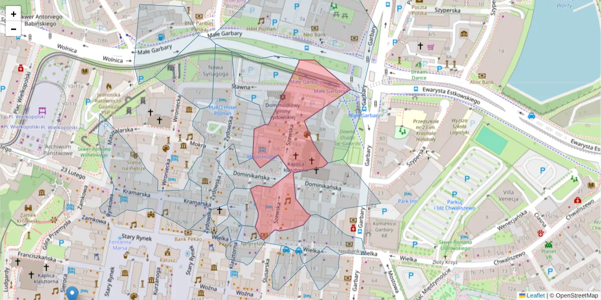 Szczegółowa mapa kodu pocztowego 61-760 z granicami, sąsiednimi kodami pocztowymi i urzędami pocztowymi