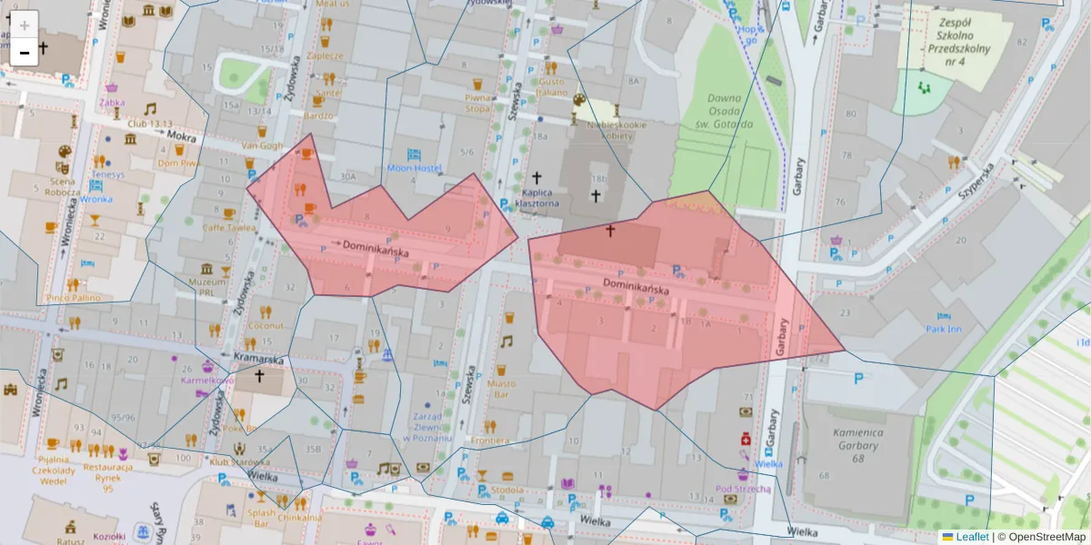 Szczegółowa mapa kodu pocztowego 61-762 z granicami, sąsiednimi kodami pocztowymi i urzędami pocztowymi