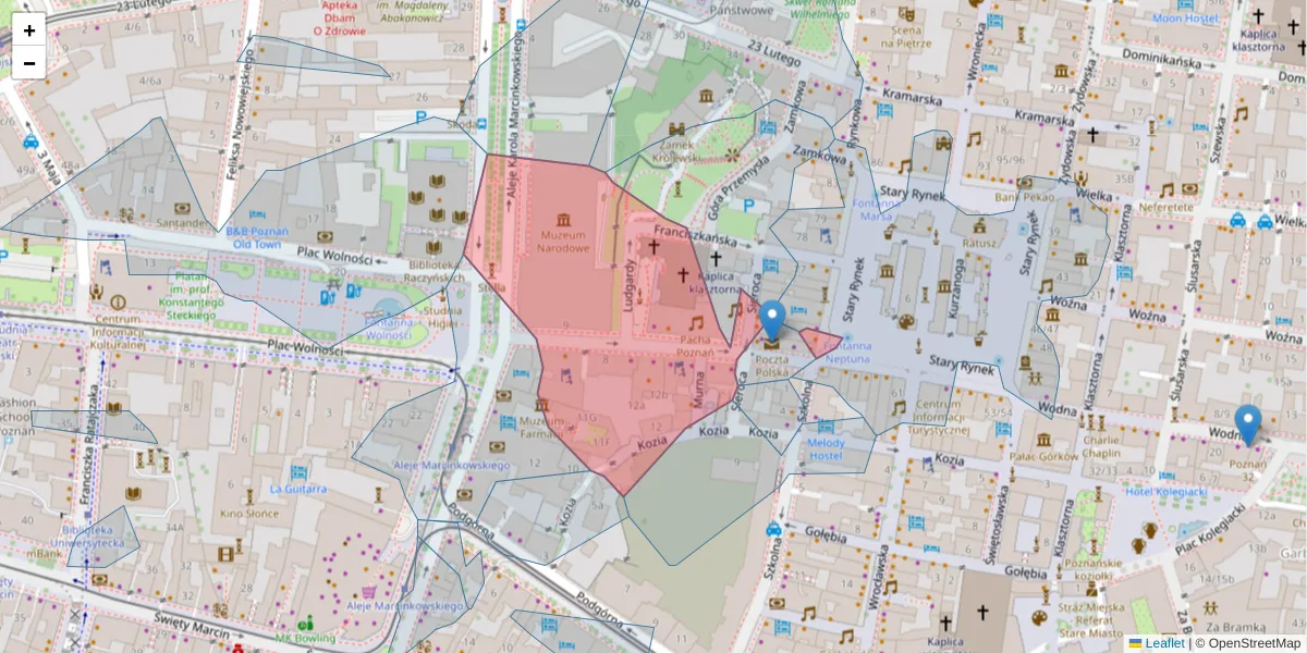 Szczegółowa mapa kodu pocztowego 61-770 z granicami, sąsiednimi kodami pocztowymi i urzędami pocztowymi