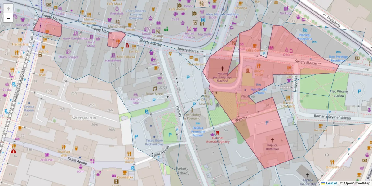Szczegółowa mapa kodu pocztowego 61-803 z granicami, sąsiednimi kodami pocztowymi i urzędami pocztowymi