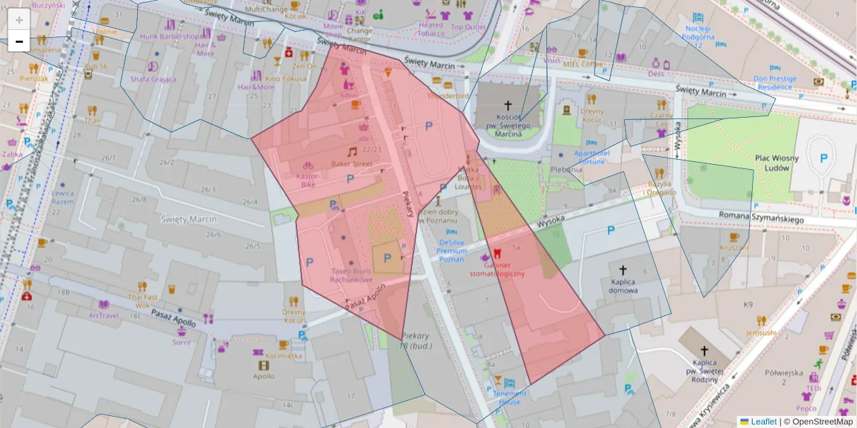 Szczegółowa mapa kodu pocztowego 61-823 z granicami, sąsiednimi kodami pocztowymi i urzędami pocztowymi