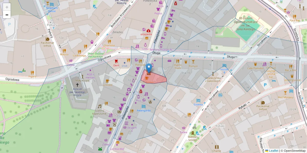 Szczegółowa mapa kodu pocztowego 61-870 z granicami, sąsiednimi kodami pocztowymi i urzędami pocztowymi