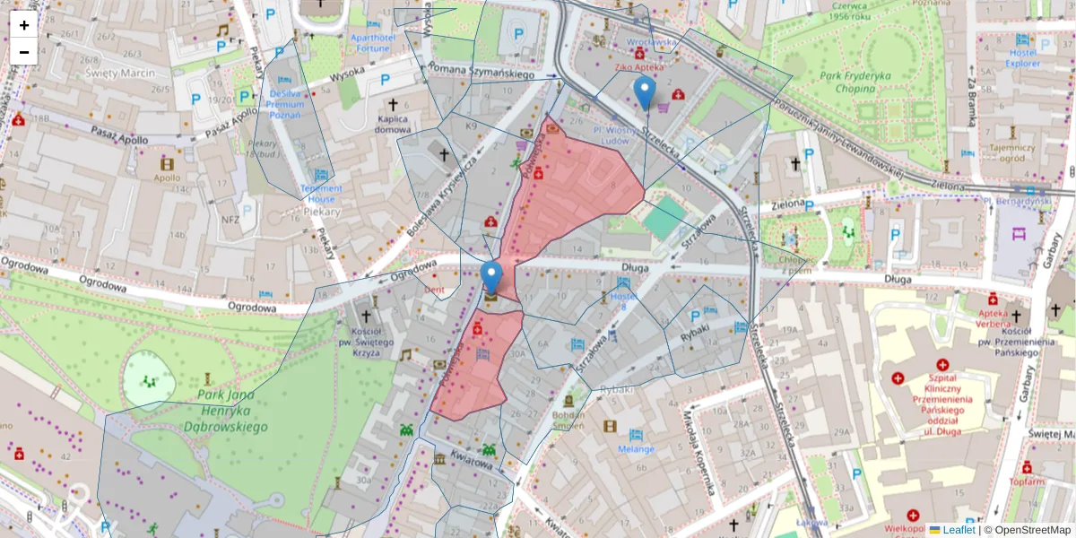 Szczegółowa mapa kodu pocztowego 61-885 z granicami, sąsiednimi kodami pocztowymi i urzędami pocztowymi