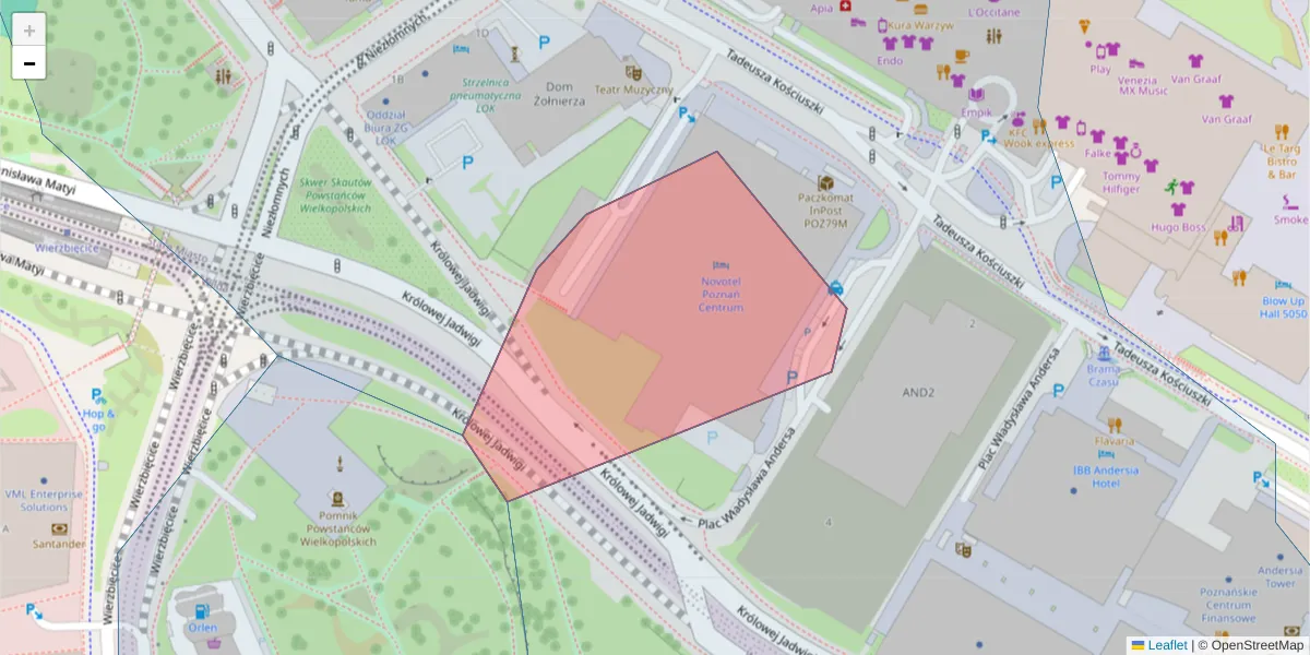 Szczegółowa mapa kodu pocztowego 61-898 z granicami, sąsiednimi kodami pocztowymi i urzędami pocztowymi