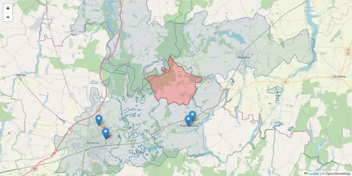 Szczegółowa mapa kodu pocztowego 62-237 z granicami, sąsiednimi kodami pocztowymi i urzędami pocztowymi