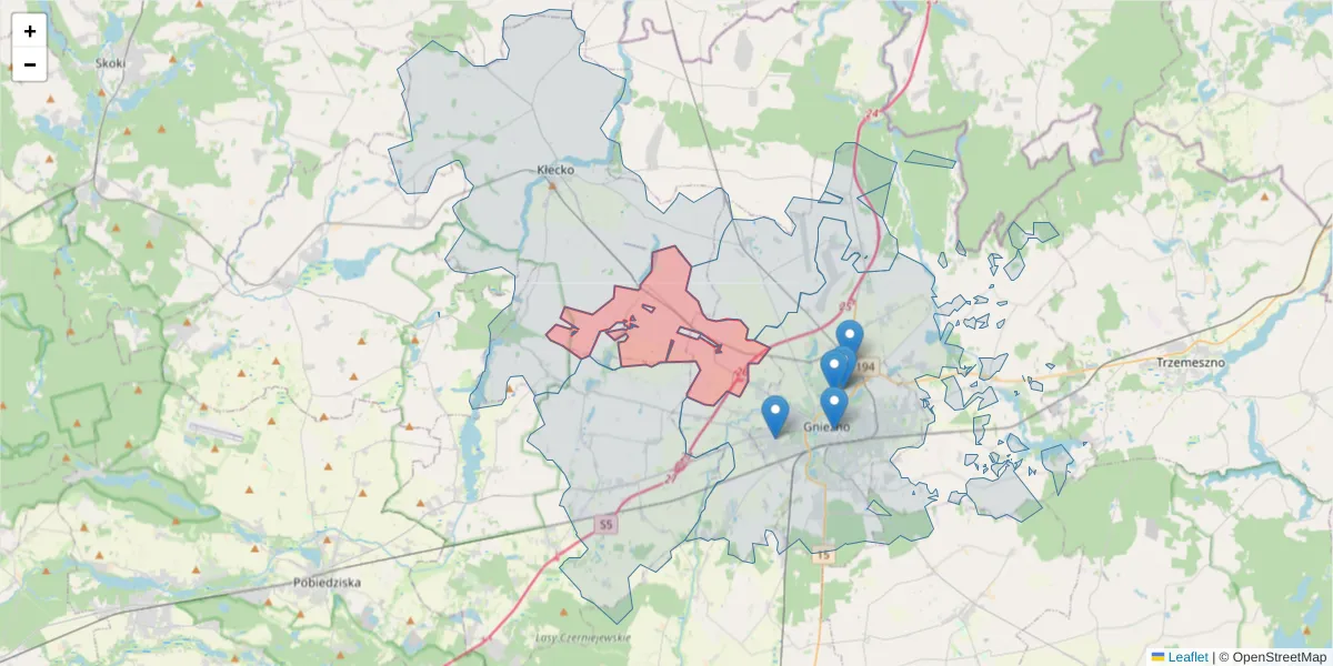 Szczegółowa mapa kodu pocztowego 62-271 z granicami, sąsiednimi kodami pocztowymi i urzędami pocztowymi
