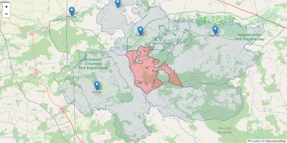 Szczegółowa mapa kodu pocztowego 62-312 z granicami, sąsiednimi kodami pocztowymi i urzędami pocztowymi