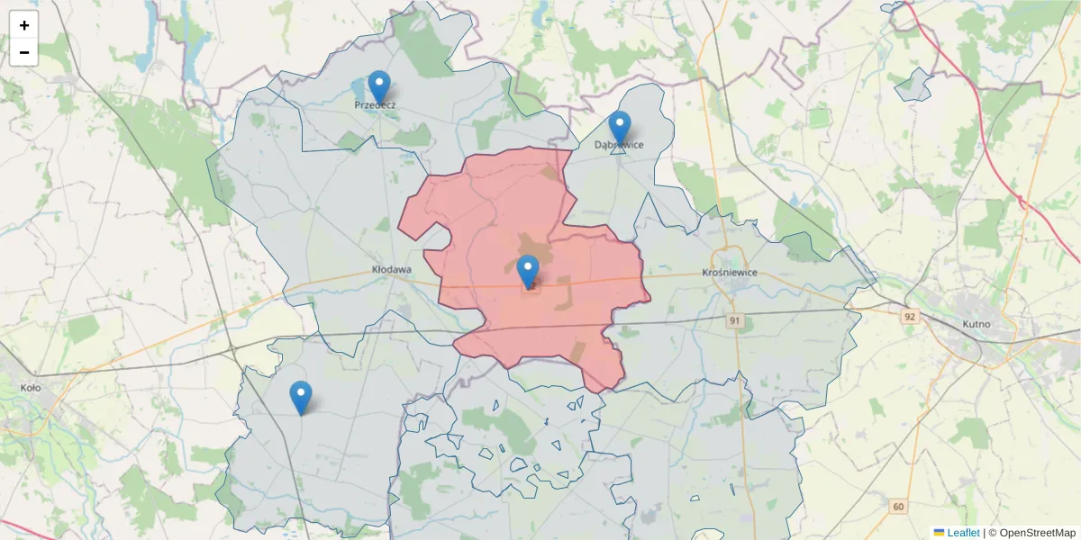Szczegółowa mapa kodu pocztowego 62-652 z granicami, sąsiednimi kodami pocztowymi i urzędami pocztowymi