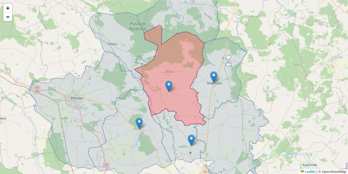 Szczegółowa mapa kodu pocztowego 62-814 z granicami, sąsiednimi kodami pocztowymi i urzędami pocztowymi