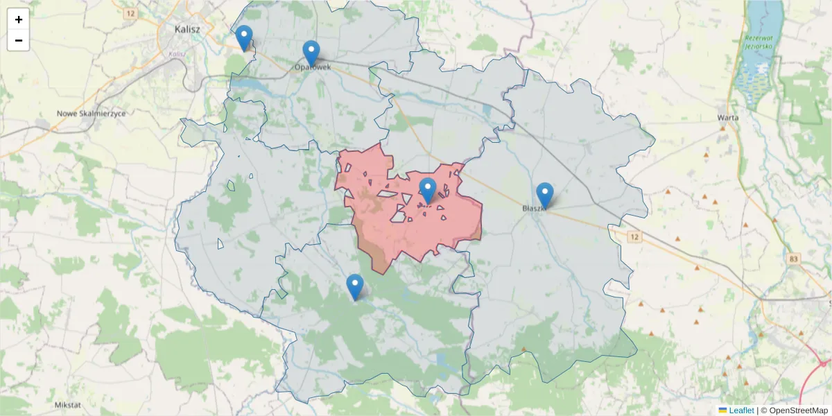 Szczegółowa mapa kodu pocztowego 62-862 z granicami, sąsiednimi kodami pocztowymi i urzędami pocztowymi