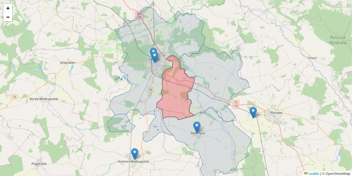 Szczegółowa mapa kodu pocztowego 63-230 z granicami, sąsiednimi kodami pocztowymi i urzędami pocztowymi