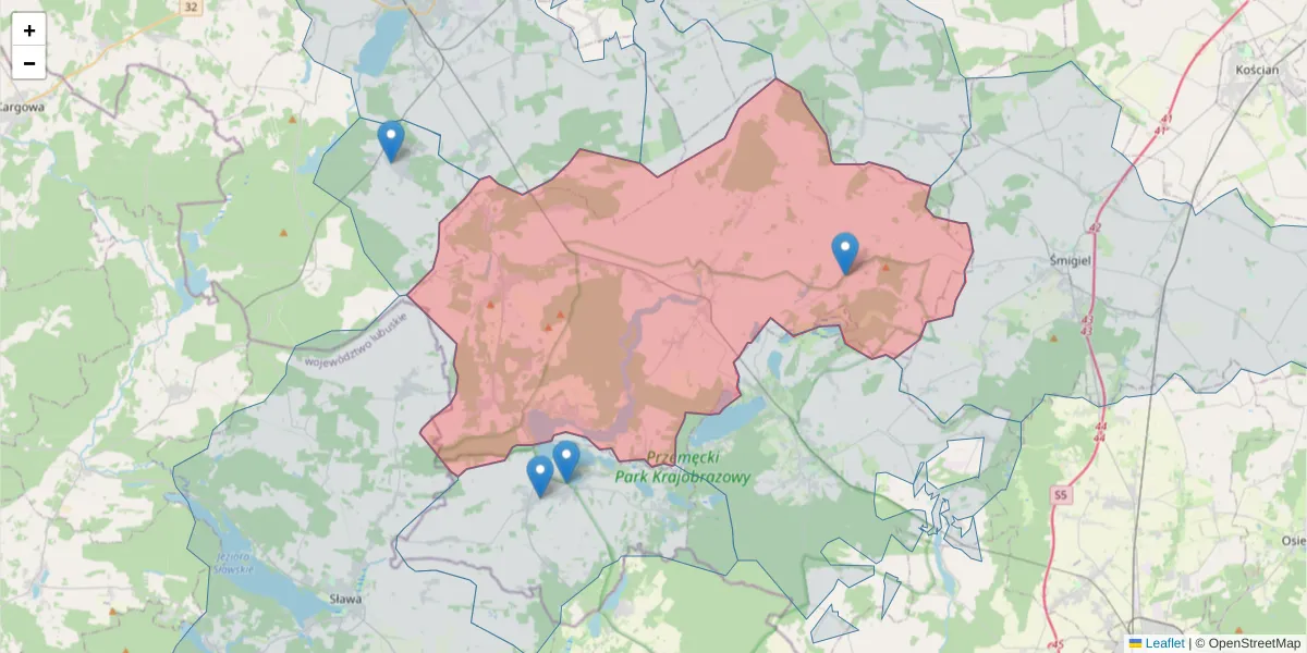 Szczegółowa mapa kodu pocztowego 64-234 z granicami, sąsiednimi kodami pocztowymi i urzędami pocztowymi
