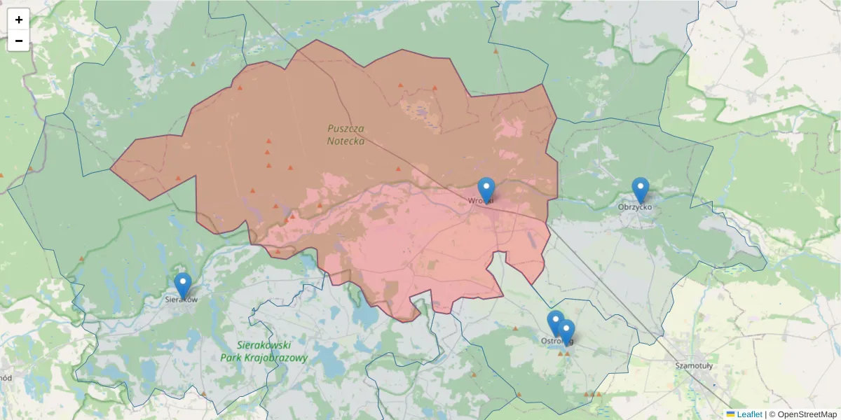 Szczegółowa mapa kodu pocztowego 64-510 z granicami, sąsiednimi kodami pocztowymi i urzędami pocztowymi